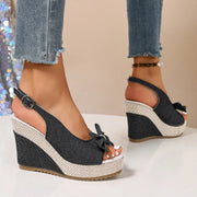 Anna | Keilsandalen in Denim-Optik
