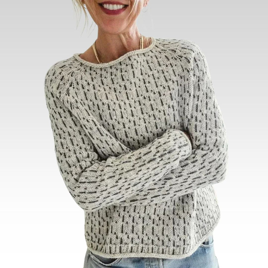 Victoria | Eleganter grauer Pullover mit U-Boot-Ausschnitt