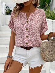 Amira | Luftige Bluse mit Blumenmuster & Holzknopf-Details