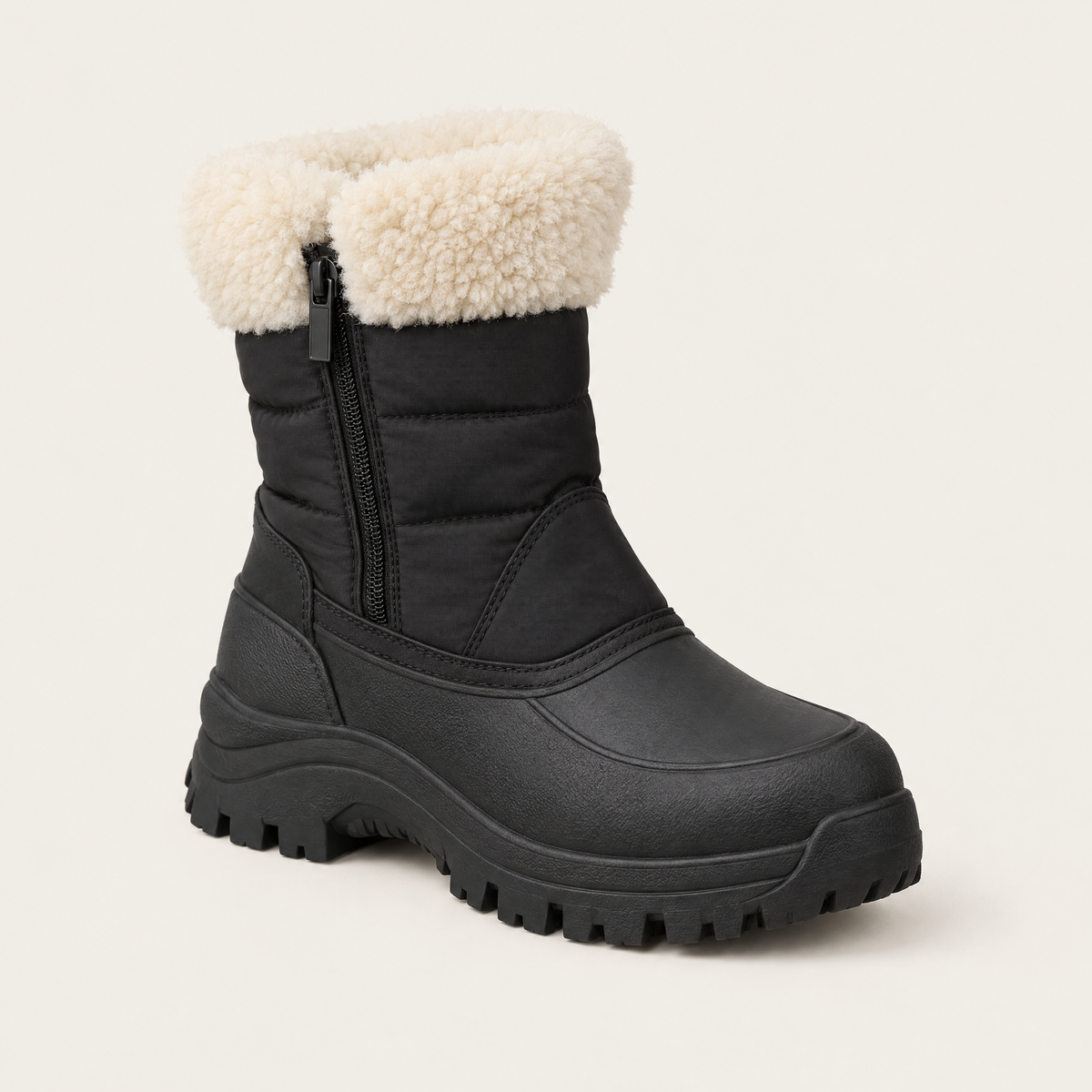 Schwarzer Winterstiefel mit Fellfutter