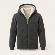 Fleece-Hoodie in Anthrazit mit Sherpa-Kapuze