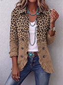 Tawny | Vintage-Rüschenjacke mit Leoparden-Verlauf