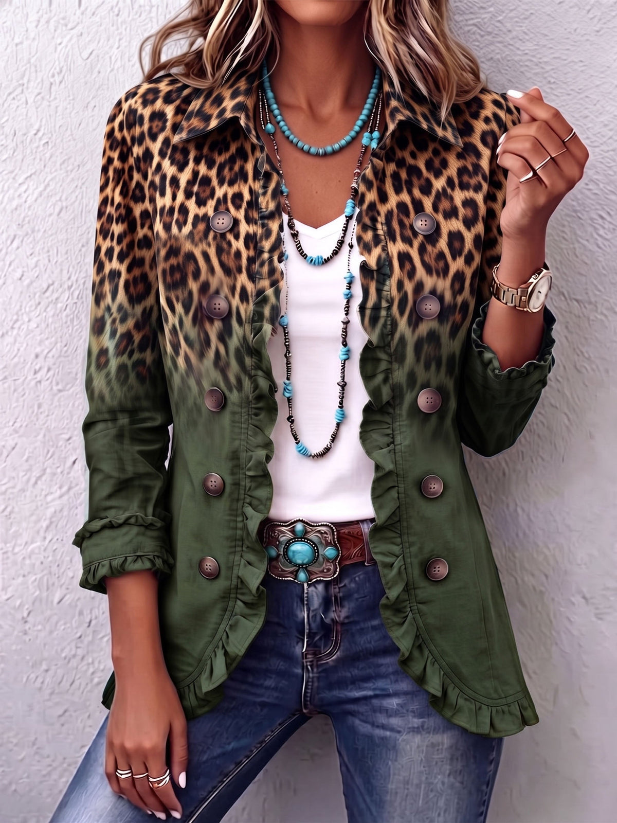 Rowena | Blazer-Jacke mit Leoparden-Verlauf